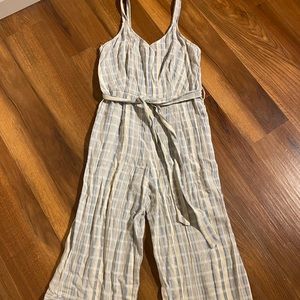 Blue and white striped jumpsuit